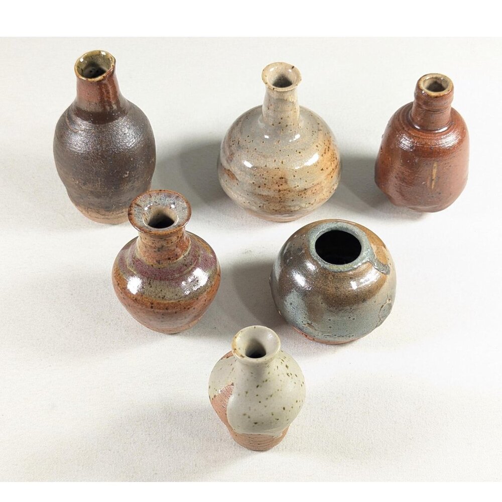 Set of 6 Handmade miniature art ceramic potion bottles, wheel thrown pottery